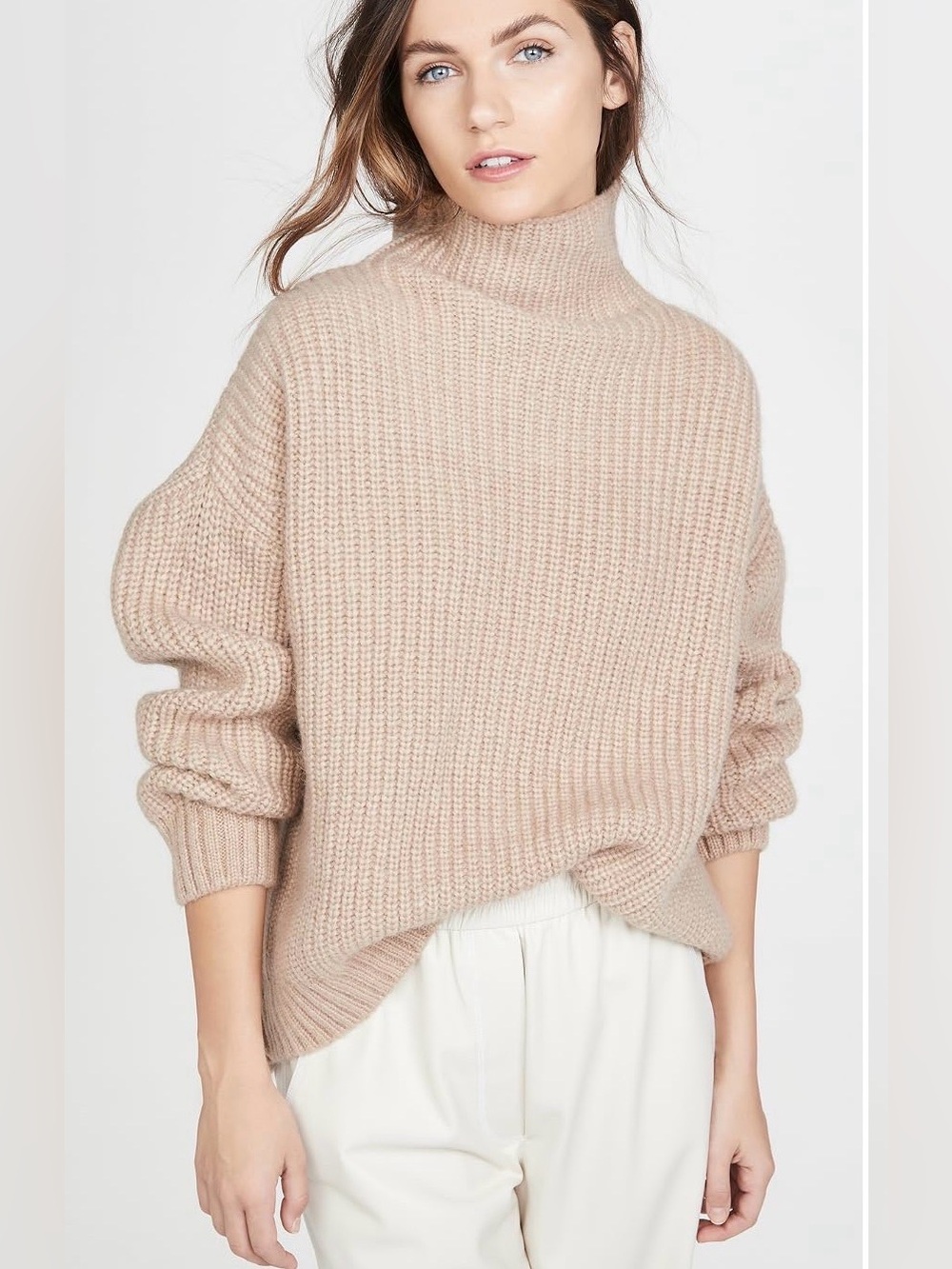 Anine Bing Sydney Turtleneck Sweater - Tan